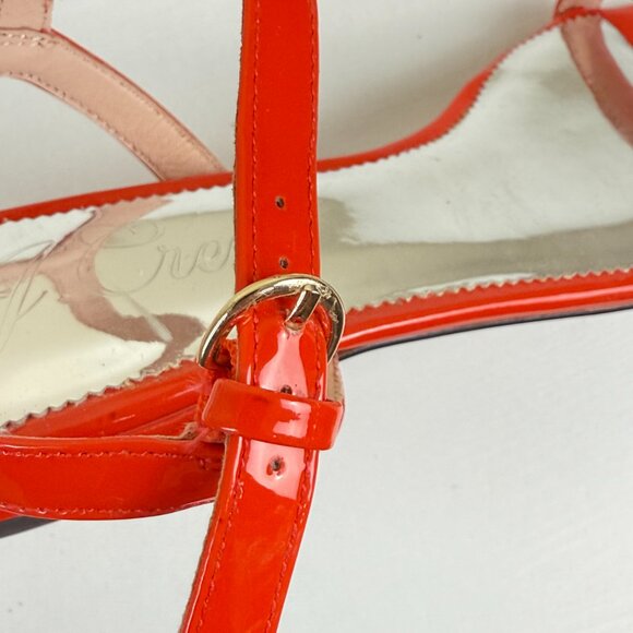 NEW J. Crew Hazel Ankle Strap Sandals in Red Patent Leather - Picture 9 of 13